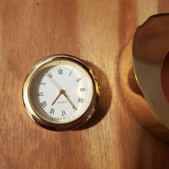 Miniature Heart-Shaped Clock Red Velvet Interior NOT Working Box With Bow Design - Picture 7 of 12